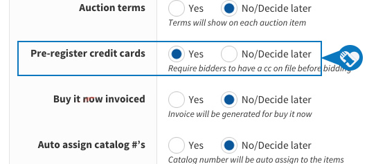 Pre register credit card prior to bidding3