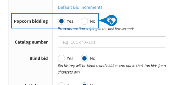 Turn on/off Popcorn Bidding 5 Turn onoff Popcorn Bidding5