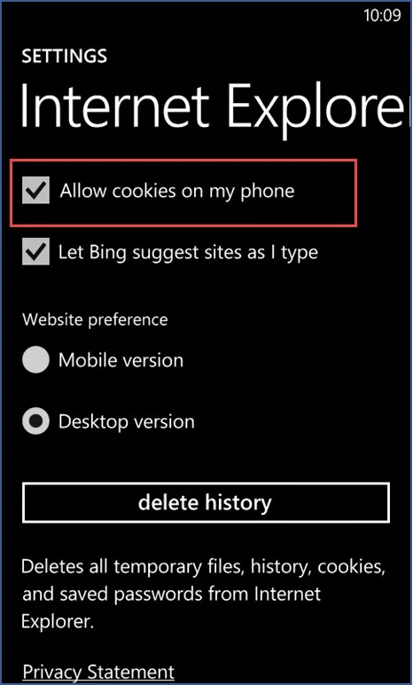 Cookies Android Windows Internet Explorer 1