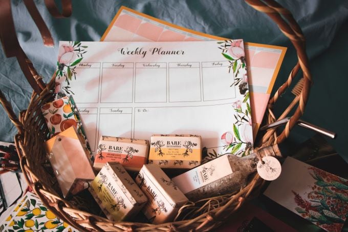 stationary gift basket