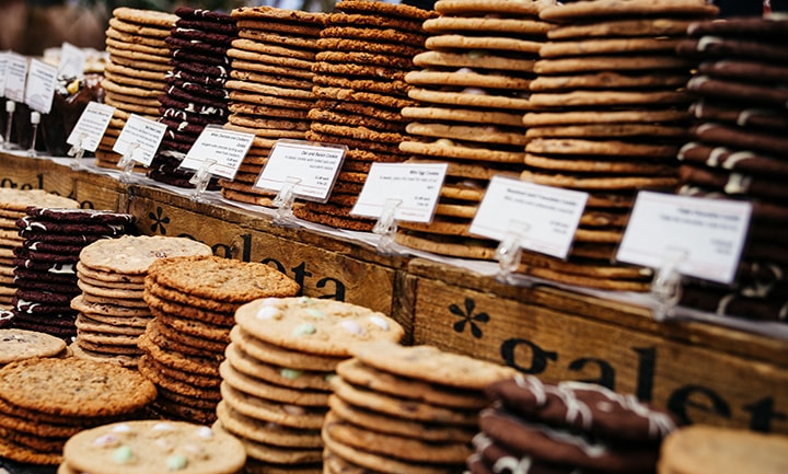 bakery cookies on display