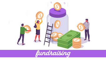 cartoon people fundraising