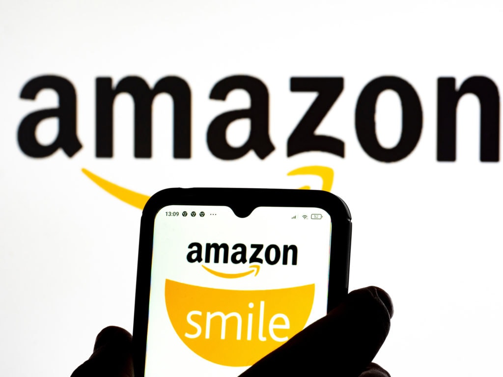 amazon smile logo on smartphone