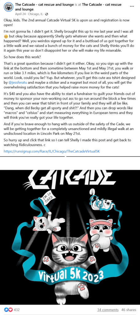 screenshot catcade facebook post