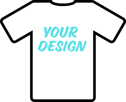white t-shirt with your design written in it in turquoise