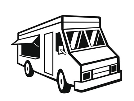 line drawing of a food truck