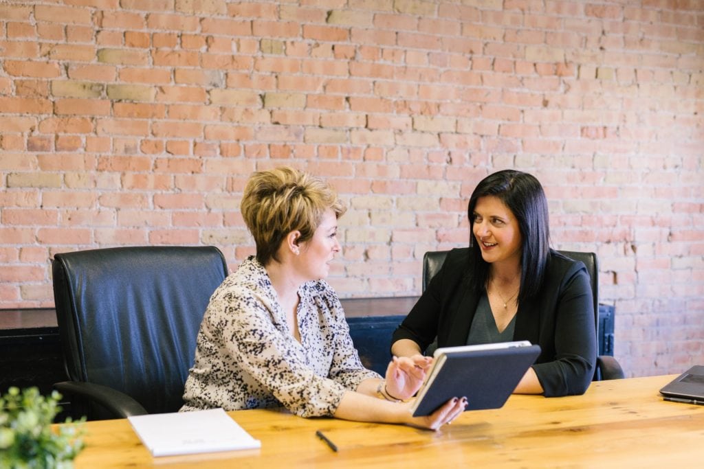 Two women in business meeting