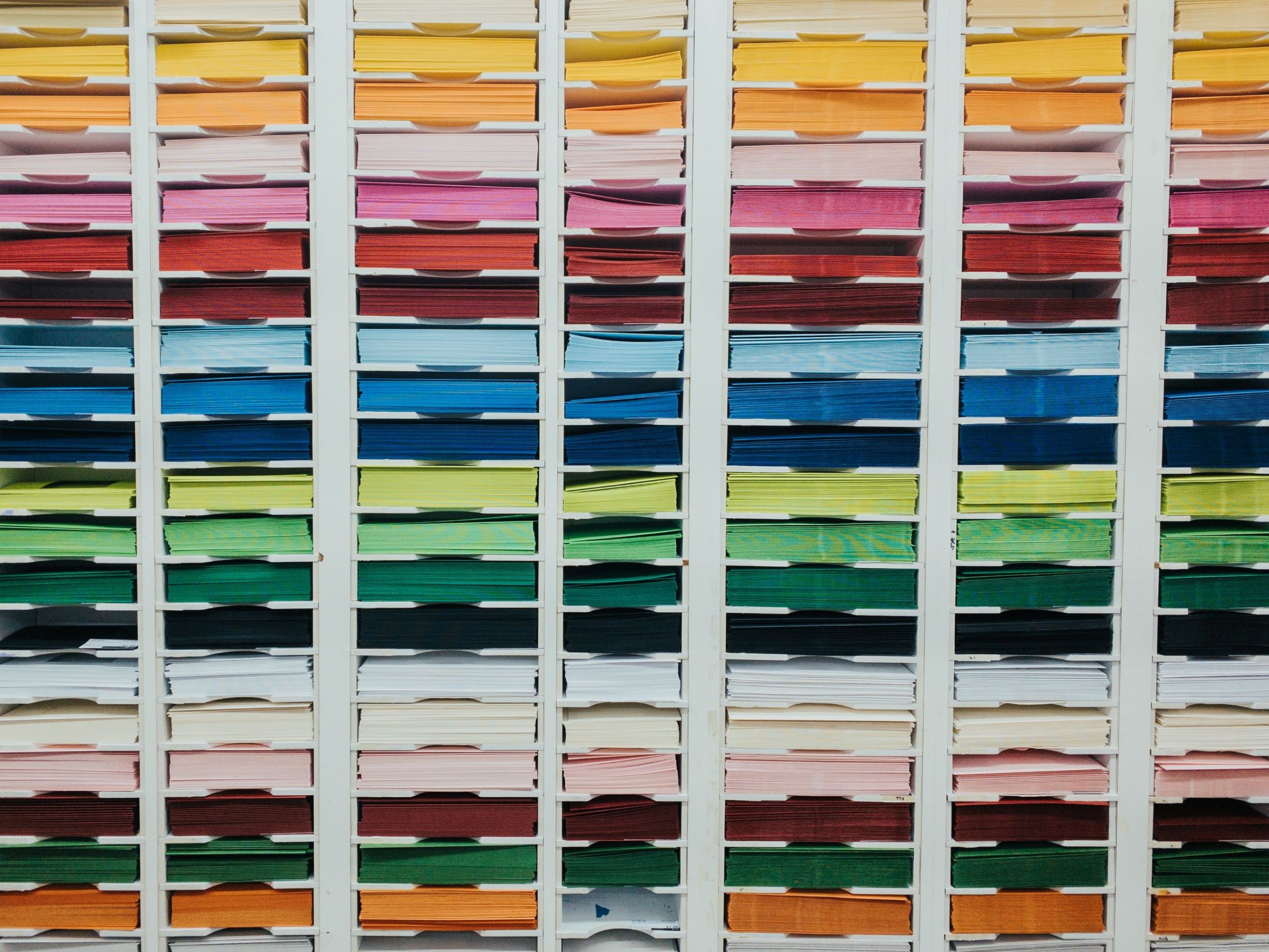 stacks of colorful paper