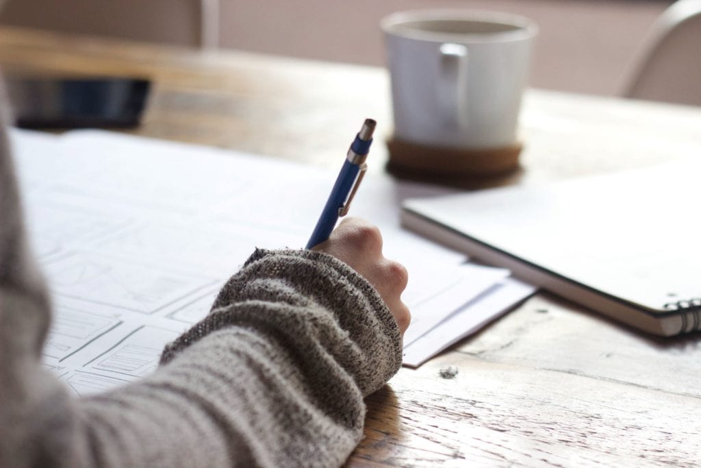 hand writing with pen