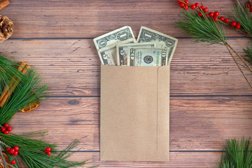 holiday cash in envelope