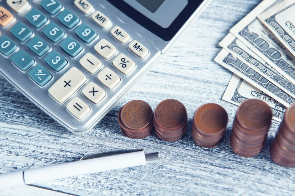 calculator and cash